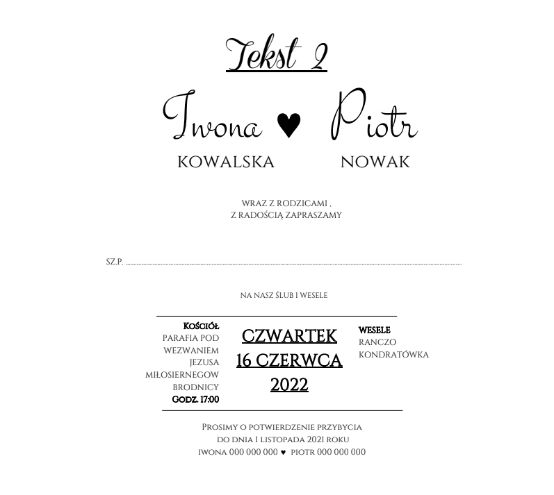 Zaproszenia LoveDate – wzór