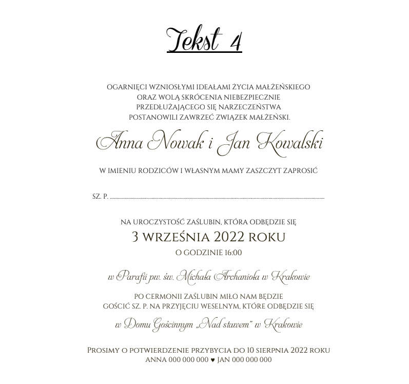 Zaproszenia LoveDate – wzór
