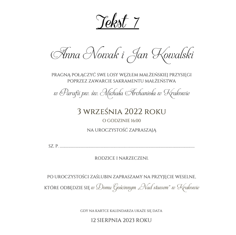 Zaproszenia LoveDate – wzór