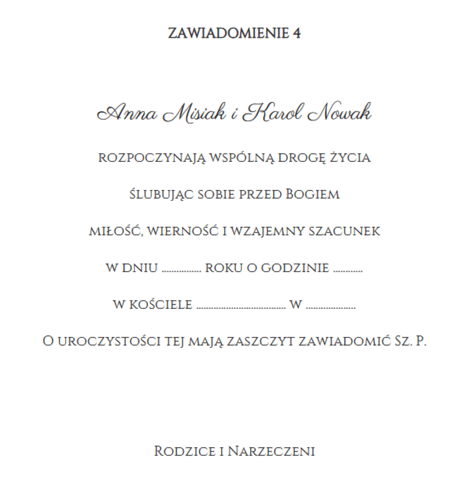 Zaproszenia LoveDate – wzór