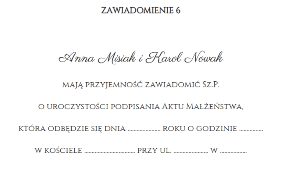 Zaproszenia LoveDate – wzór