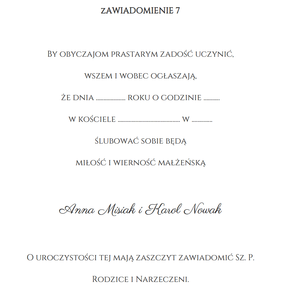 Zaproszenia składane prostokątne PR16 – wzór