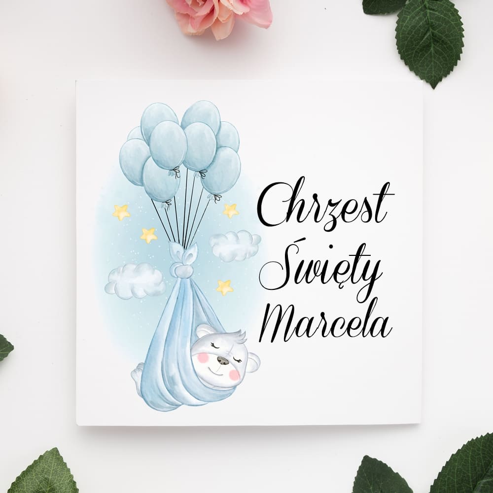 Zaproszenia składane chrzest św. C1