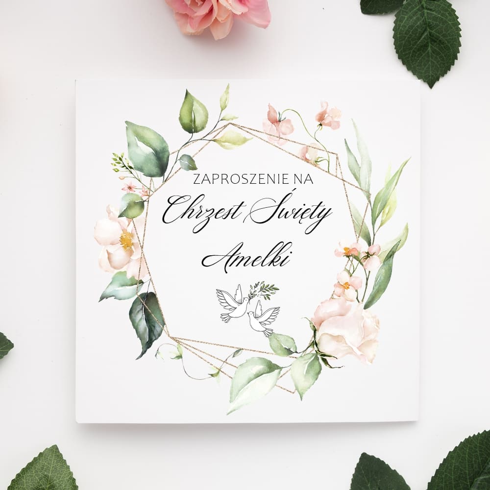 Zaproszenia składane chrzest św. C9