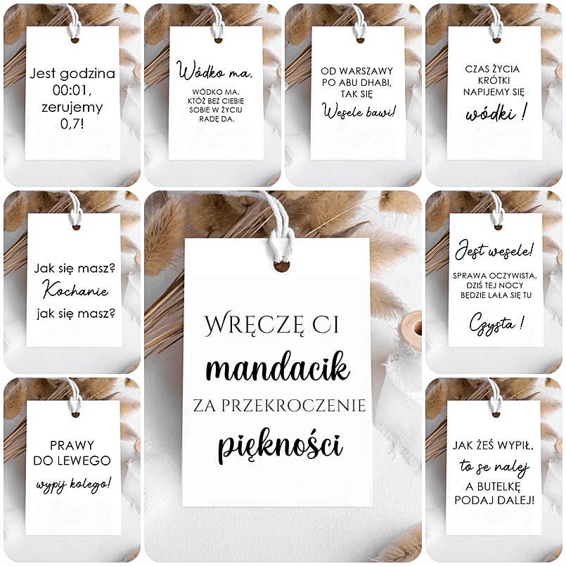 Zawieszki na wesele z tekstami piosenek 100 szt