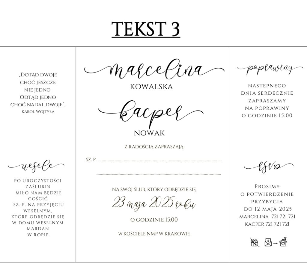 Zaproszenia folderowe F1 – wzór