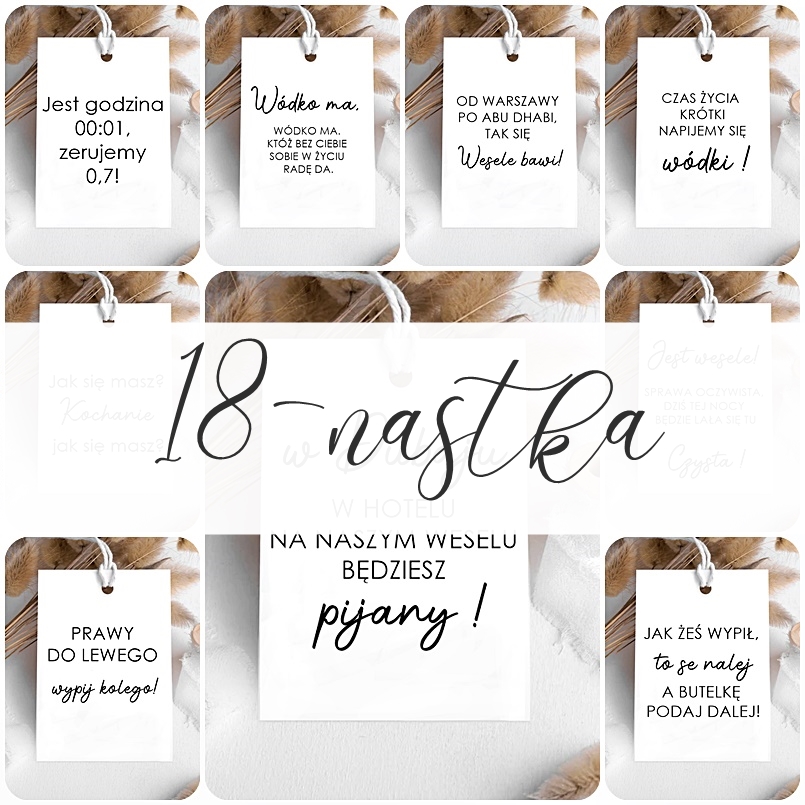 Zawieszki na 18-nastkę z tekstami piosenek 100 szt