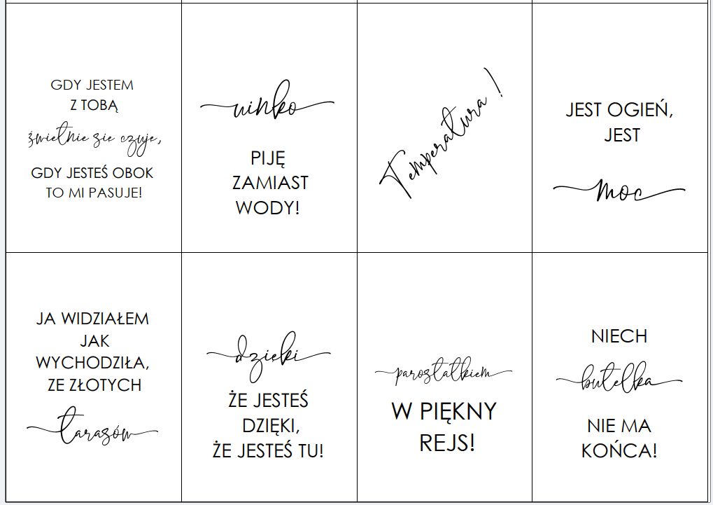 Zawieszki na wesele z tekstami piosenek 100 szt - part 2 - obrazek 3