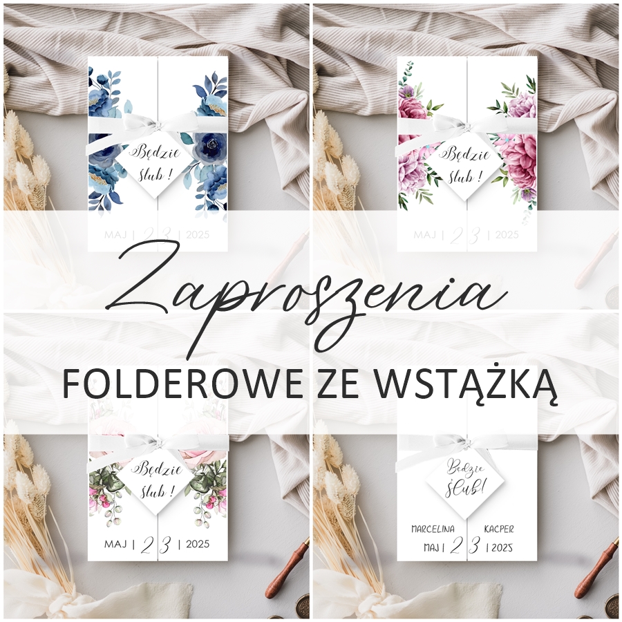 Zaproszenia folderowe ze wstążką