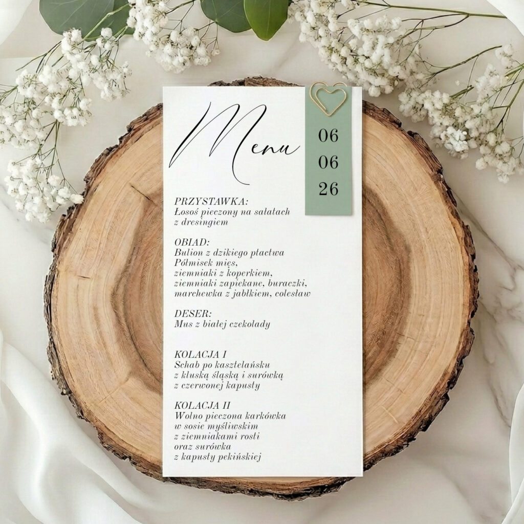 Menu jednokartkowe Matcha