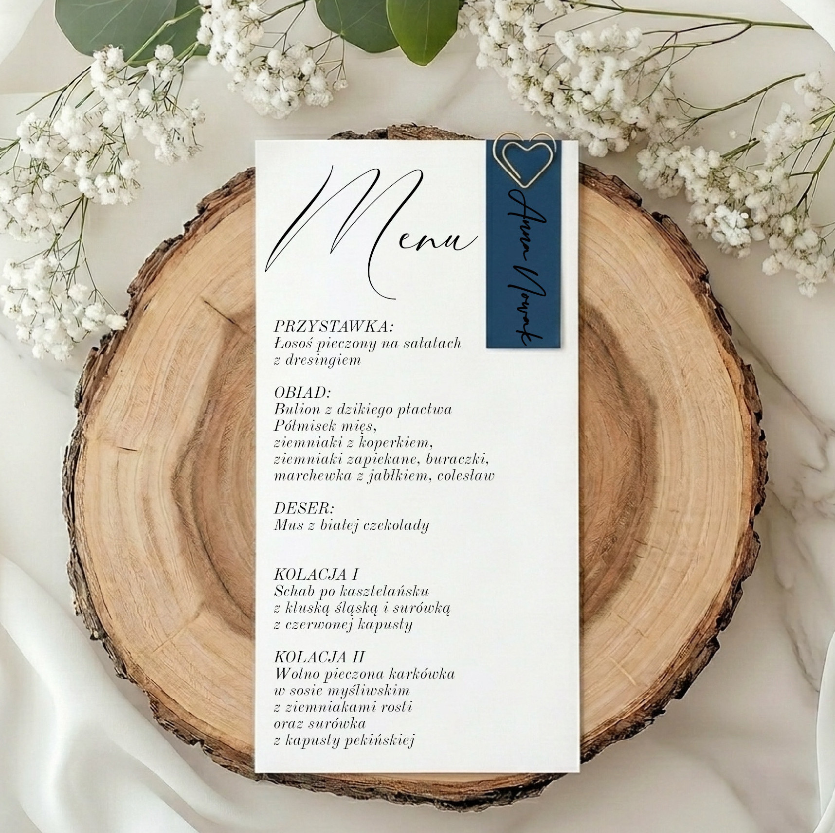 Menu z winietką Navy