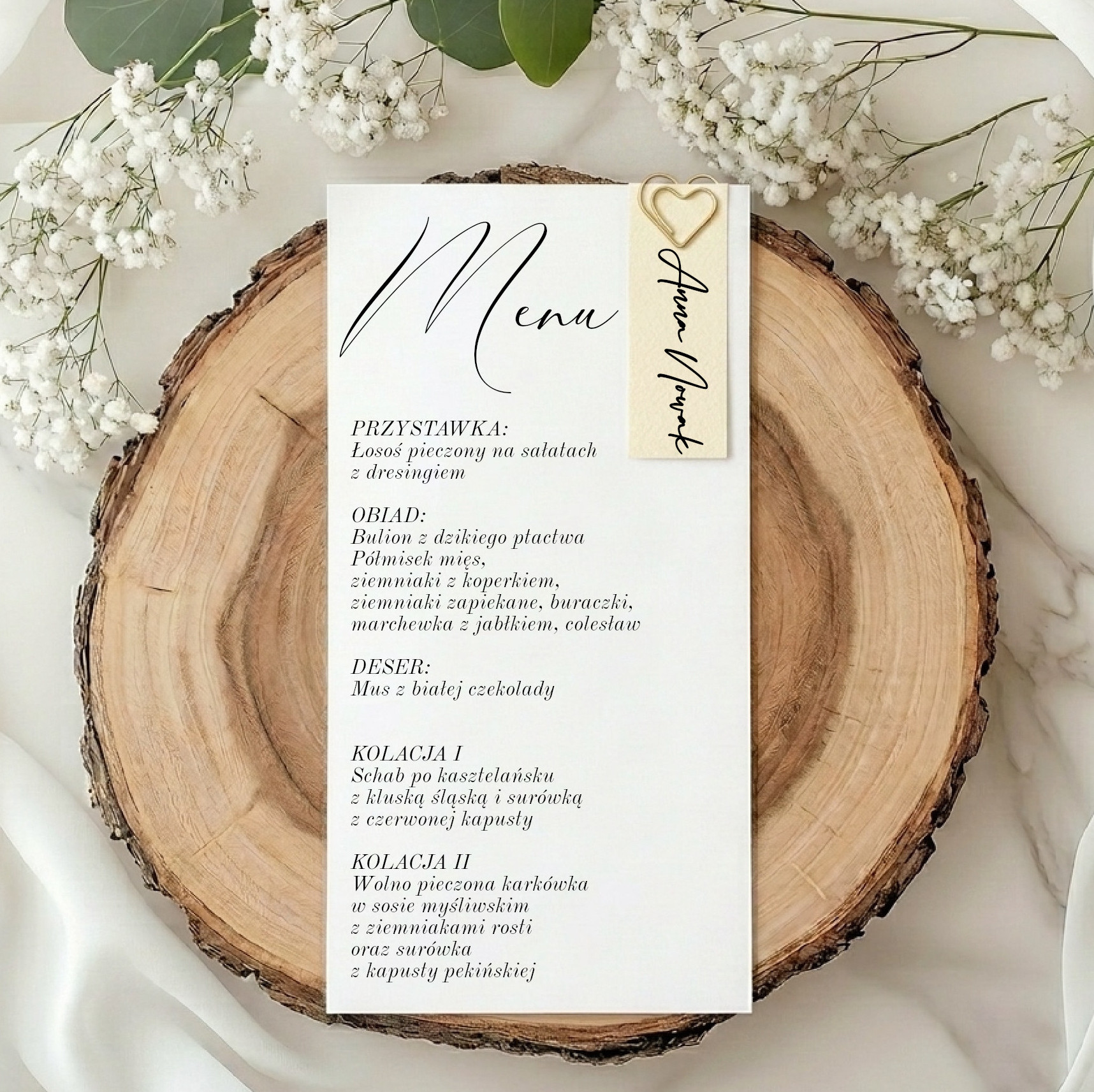 Menu z winietką Vanilla
