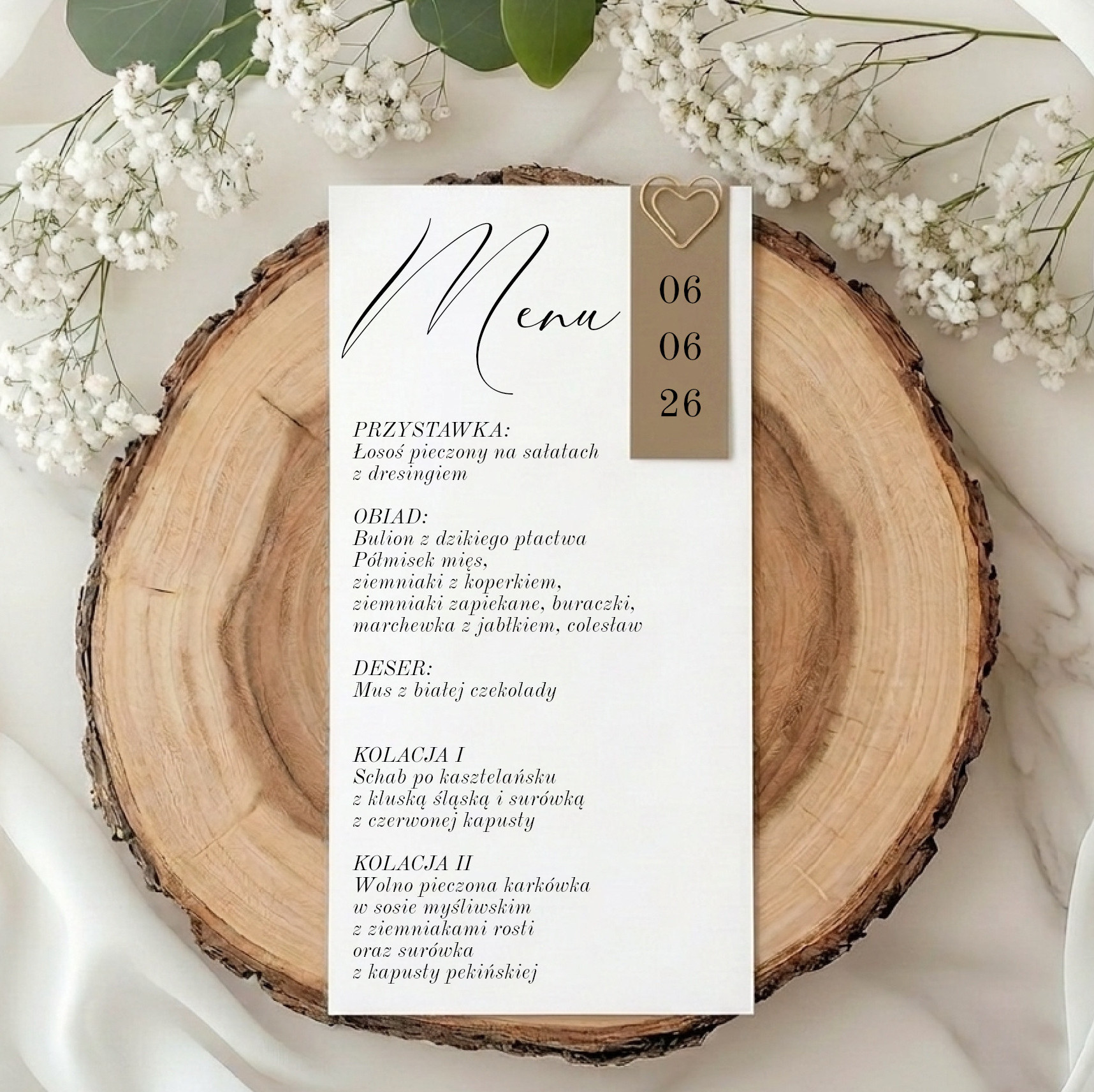 Menu jednokartkowe Dark Beige