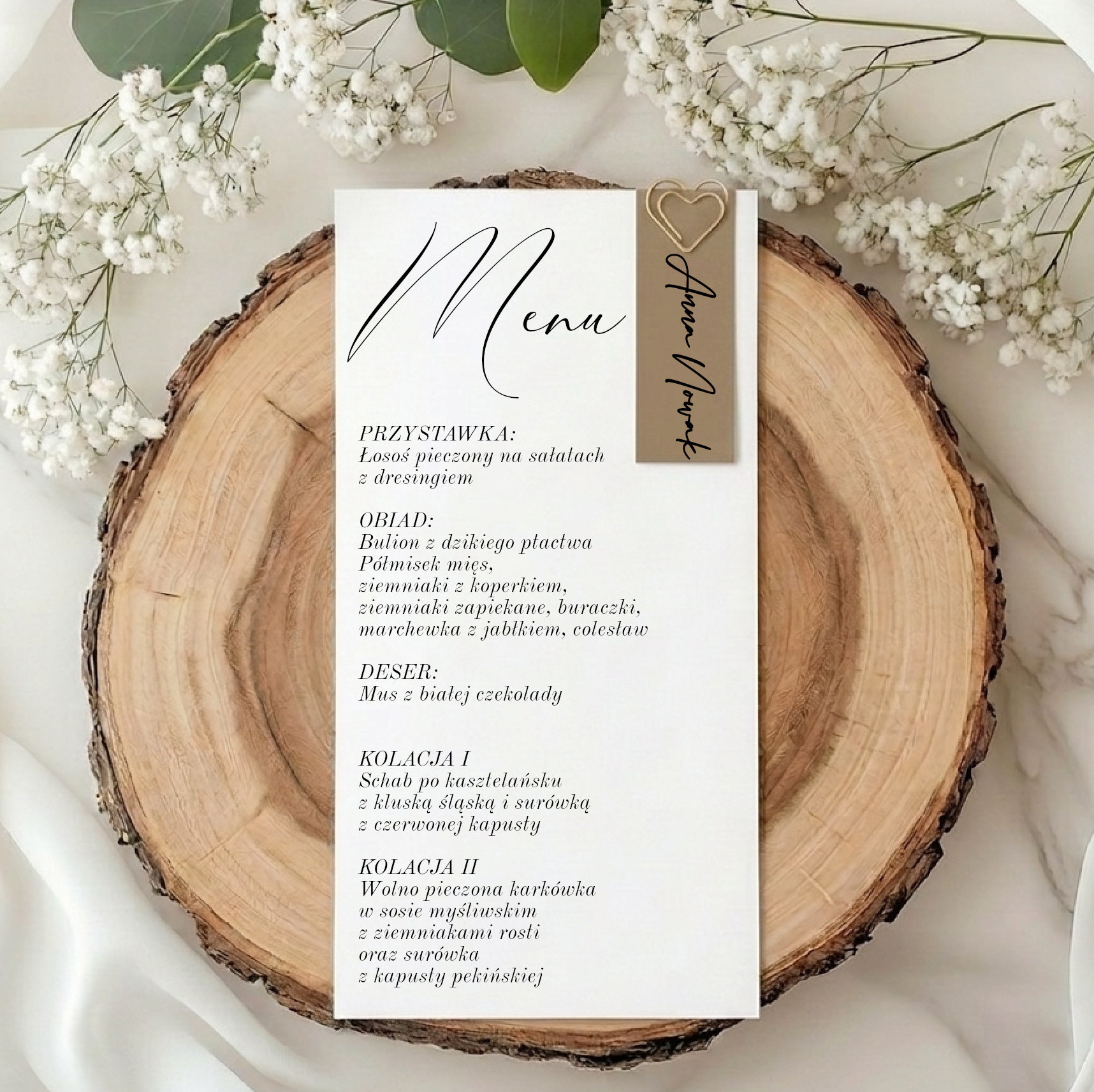 Menu z winietką Dark Beige
