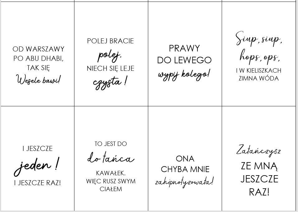 Zawieszki na wesele z tekstami piosenek 100 szt - obrazek 3